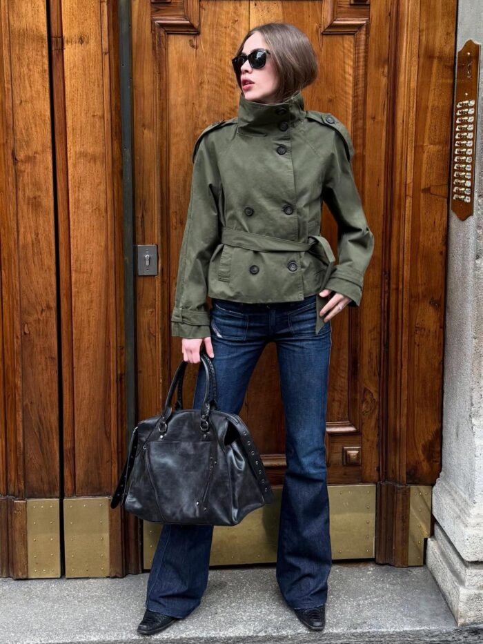 DİK YAKA TRENÇKOT CEKET