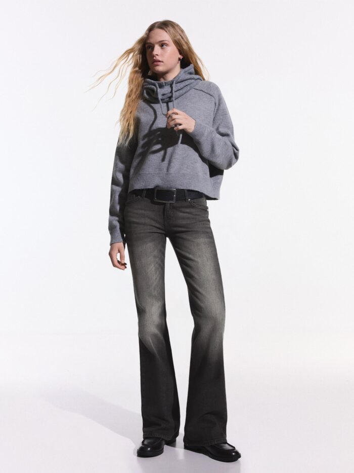 KOYU GRİ DÜŞÜK BEL BOOTCUT JEAN