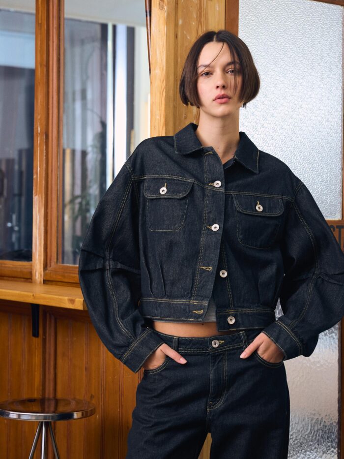 BALON KESİM CROP DENİM CEKET