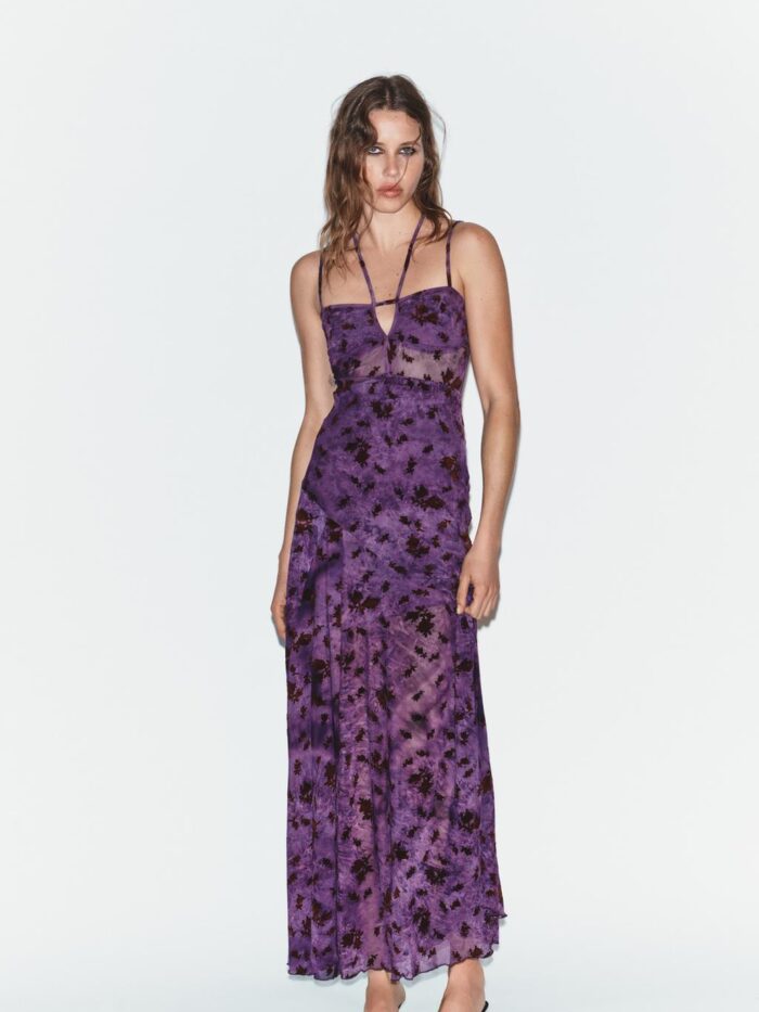 UZUN TÜL FLOKLU ELBİSE