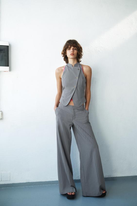 KRUVAZE ÇİZGİLİ YELEK