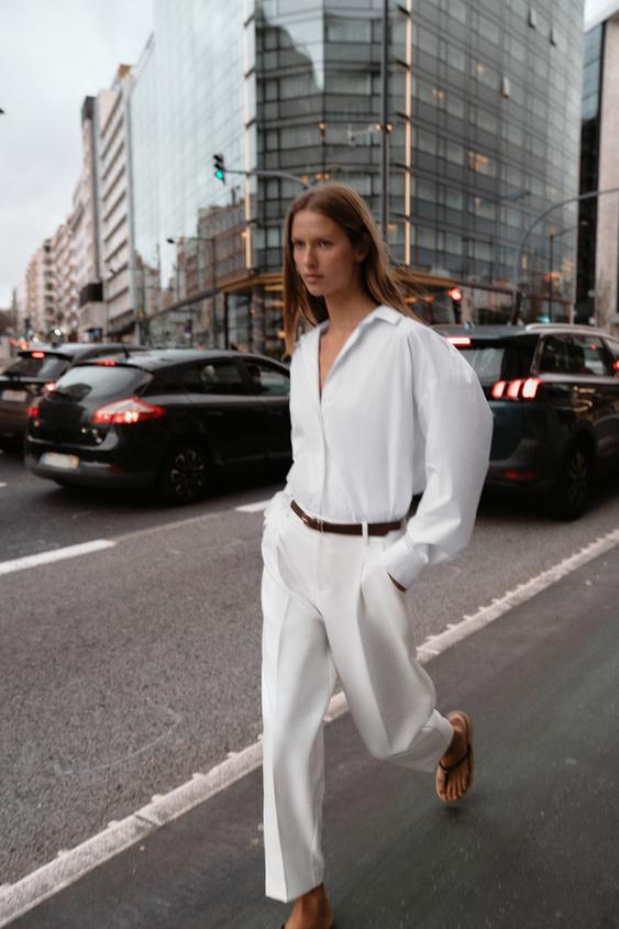 ARKASI PENSLİ POPLİN GÖMLEK