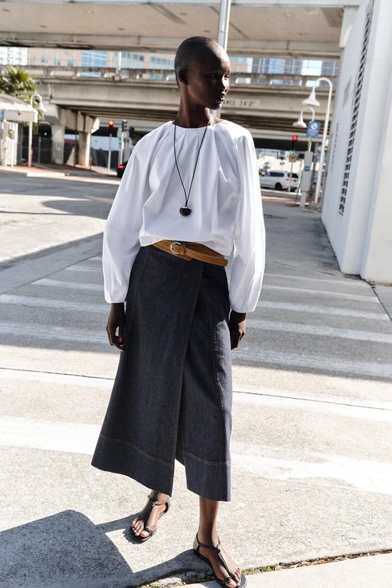 KEMERLİ Z1975 MİDİ DENİM ETEK