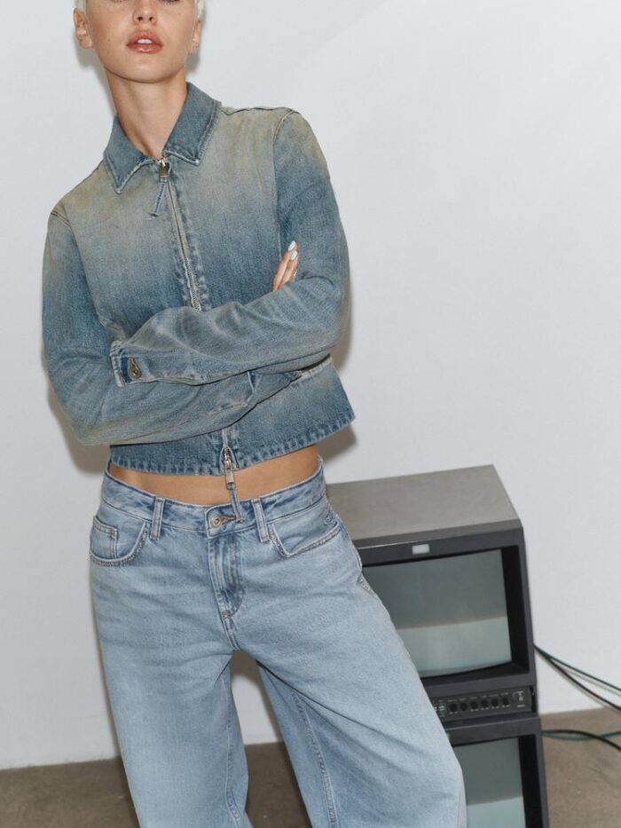 FERMUARLI TRF DENİM CEKET