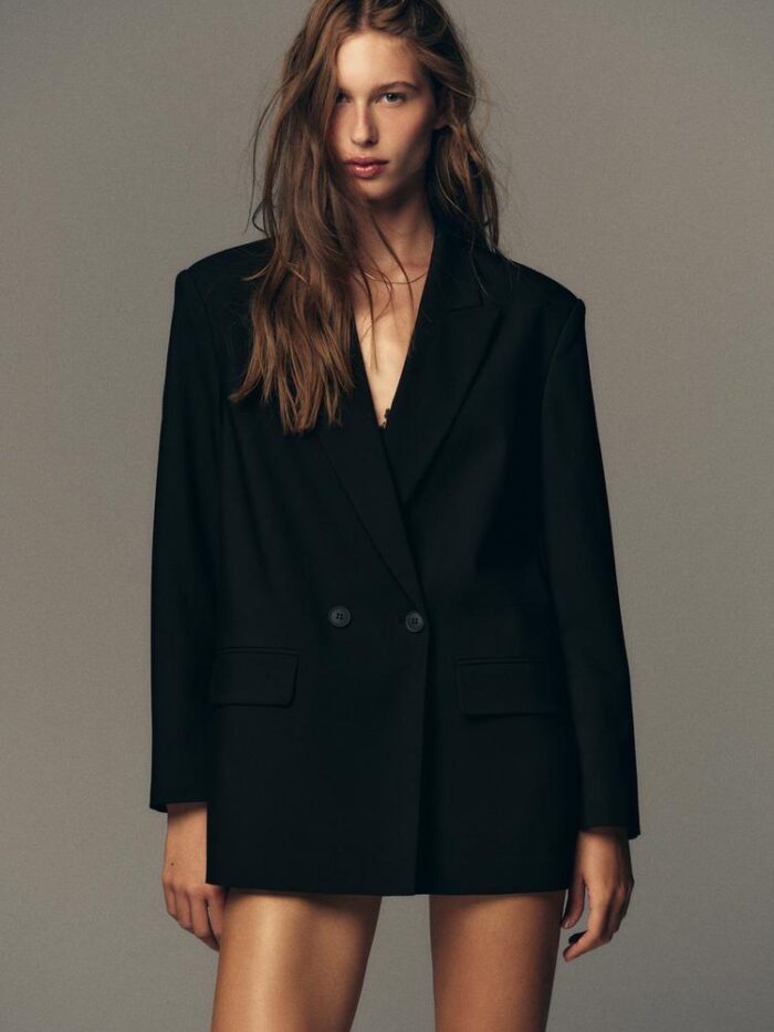 SİYAH RENK KRUVAZE OVERSIZE BLAZER