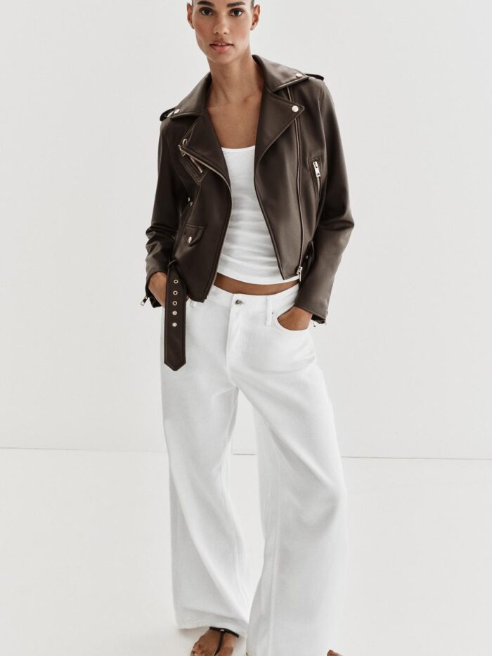 KAHVEGENGİ SUNİ DERİ BIKER CEKET