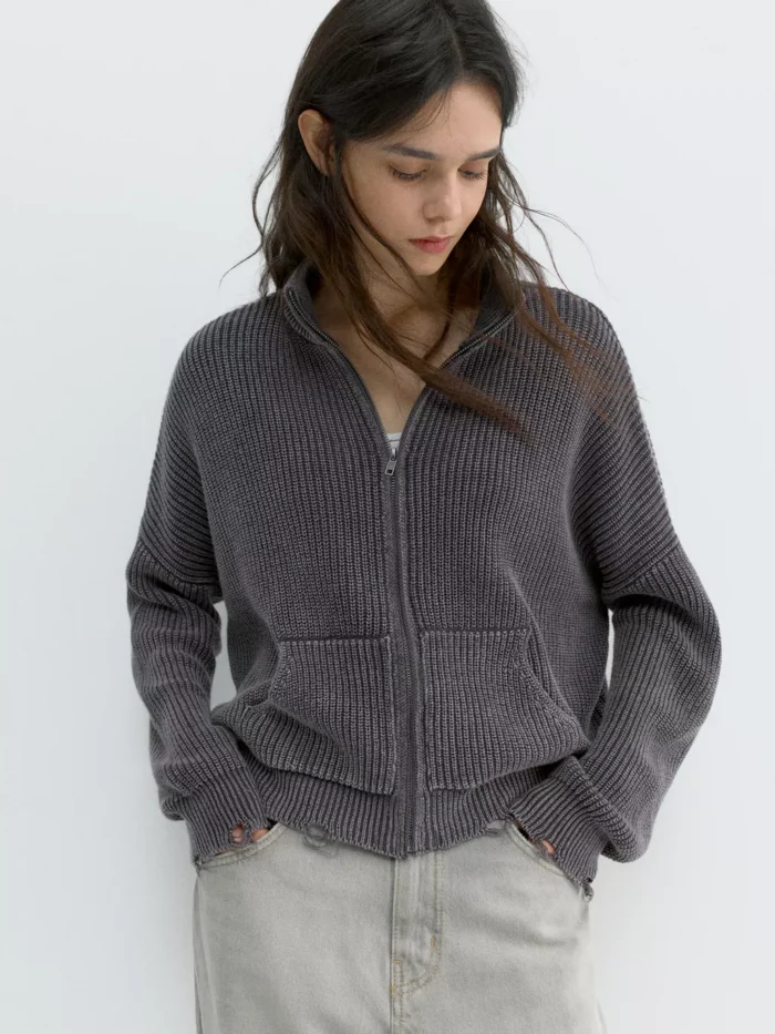 YIRTIK DETAYLI FERMUARLI HIRKA