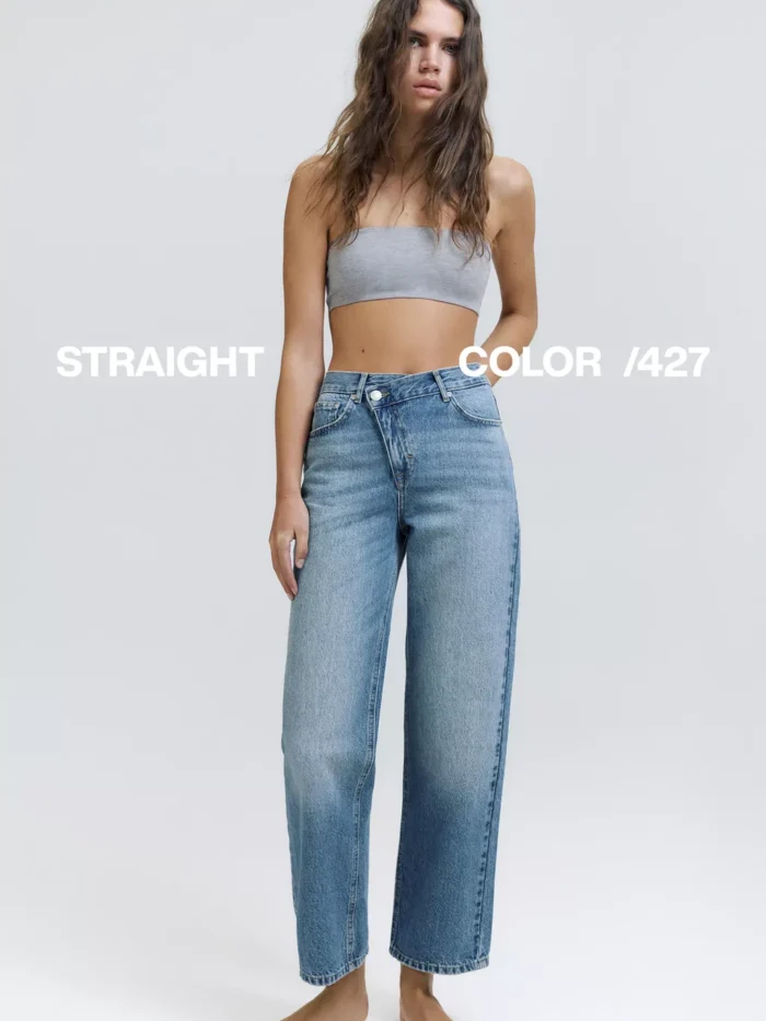 AÇIK MAVİ ÇAPRAZ BEL STRAIGHT FIT JEAN
