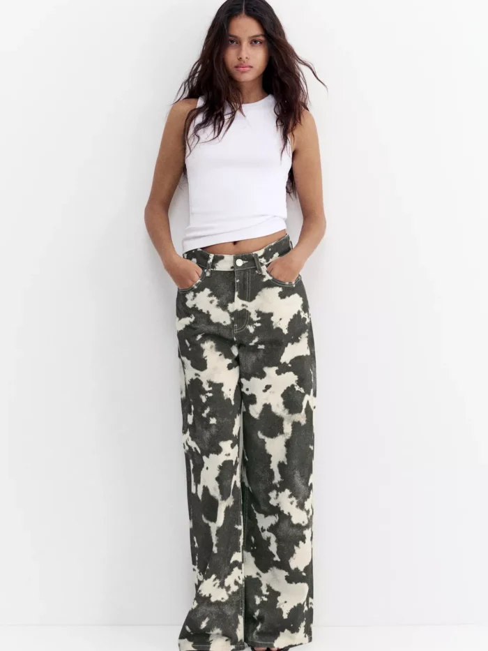 İNEK DESENLİ BAGGY JEAN