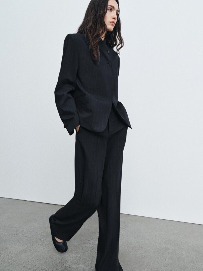 İNCE ÇİZGİLİ DİK YAKA BLAZER – ZW COLLECTION