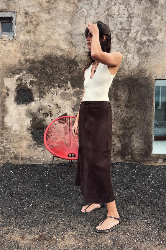 SUNİ SÜET PELERİN ETEK