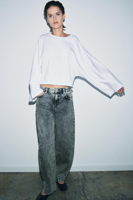 BEYAZ PELERİN KOLLU T-SHIRT