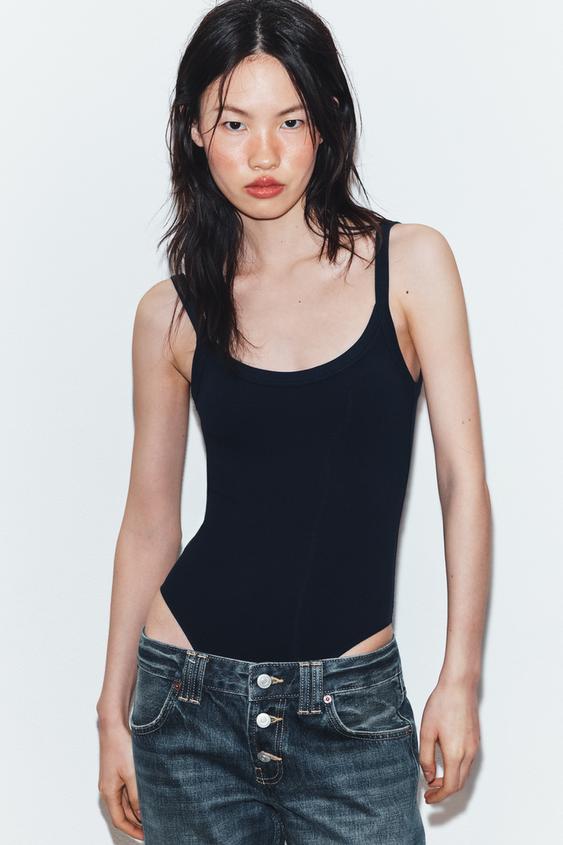 SİYAH PAMUKLU ASKILI BODY