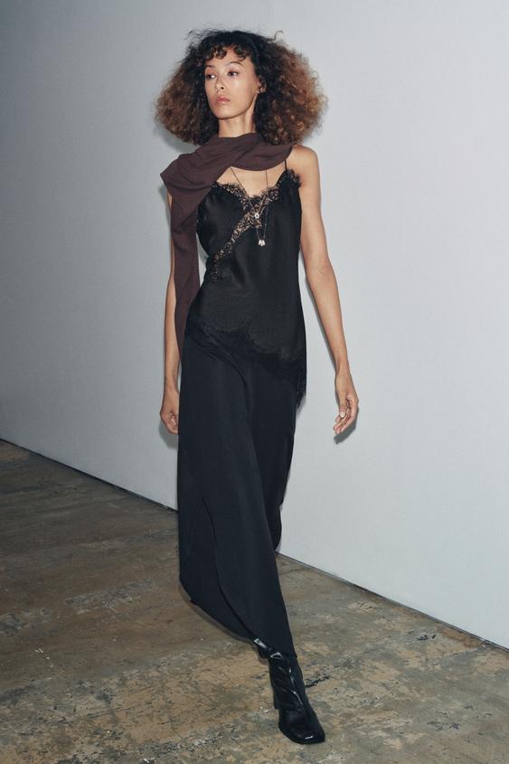 ZW COLLECTION DANTEL ŞERİTLİ LINGERIE STİL TOP