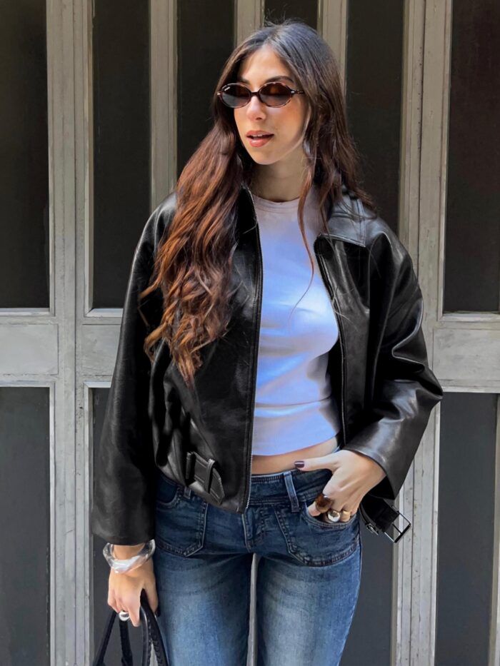 KEMERLİ SUNİ DERİ BOMBER CEKET