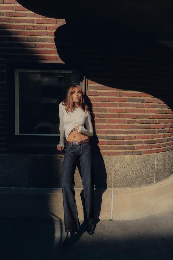 KOYU İNDİGO RENGİ TRF GENİŞ PAÇA DÜŞÜK BEL JEAN