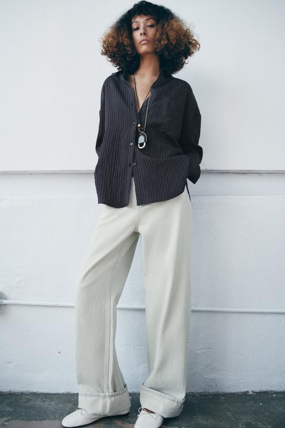 ÇİZGİLİ DÖKÜMLÜ GÖMLEK ZW COLLECTION