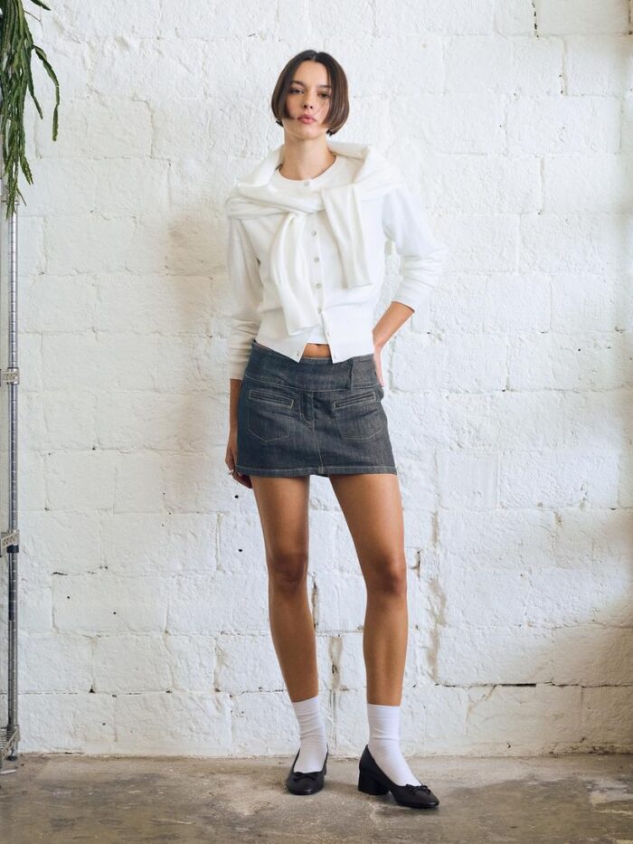 YÜKSEK BELLİ DENİM ŞORT ETEK