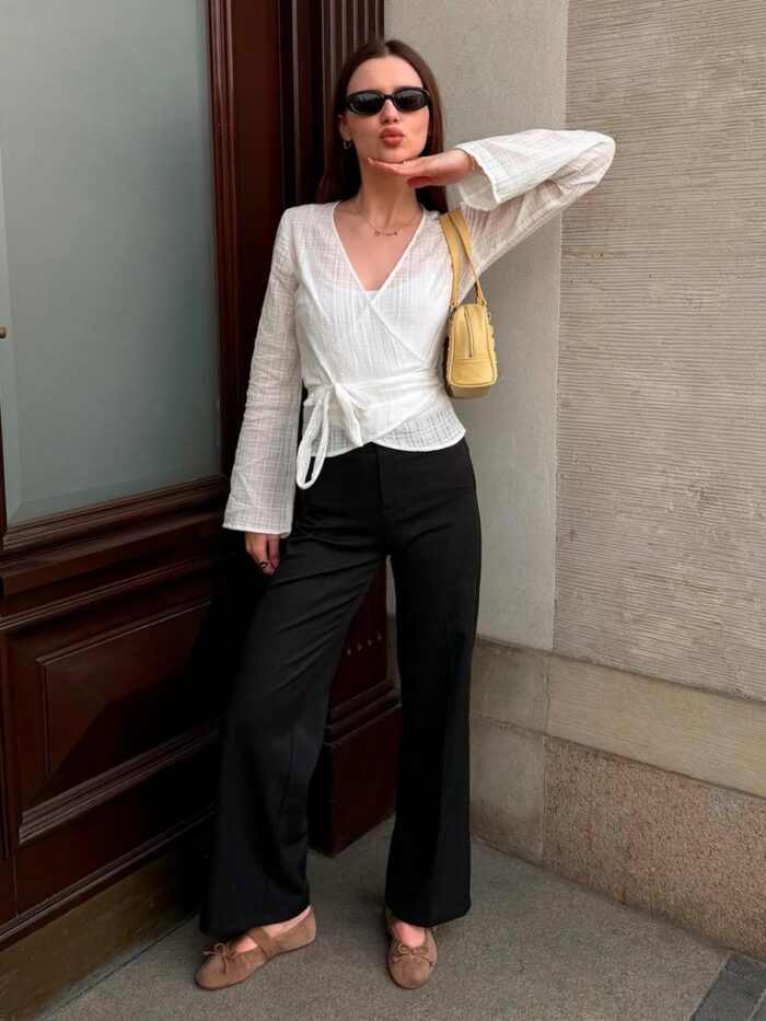 KRUVAZE DESENLİ BLUZ