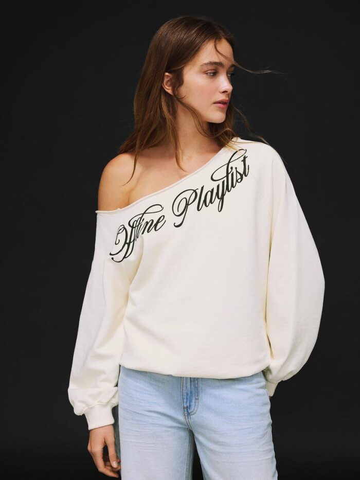ASİMETRİK BASKILI SWEATSHİRT