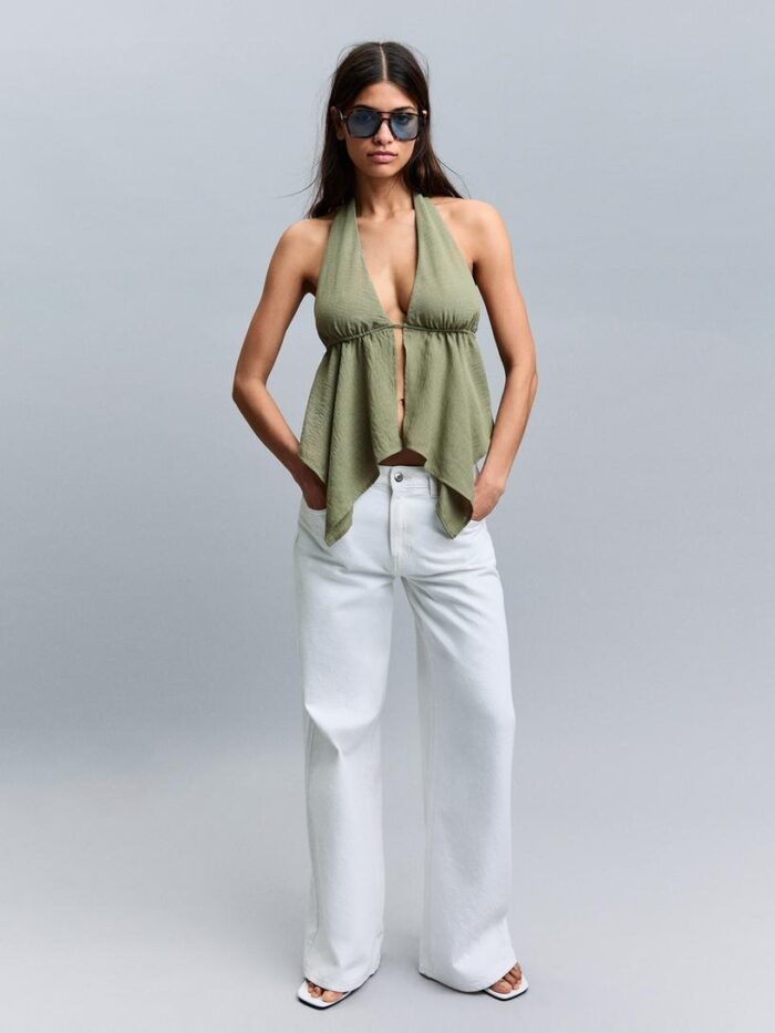 HALTER YAKA BAĞLAMALI TOP