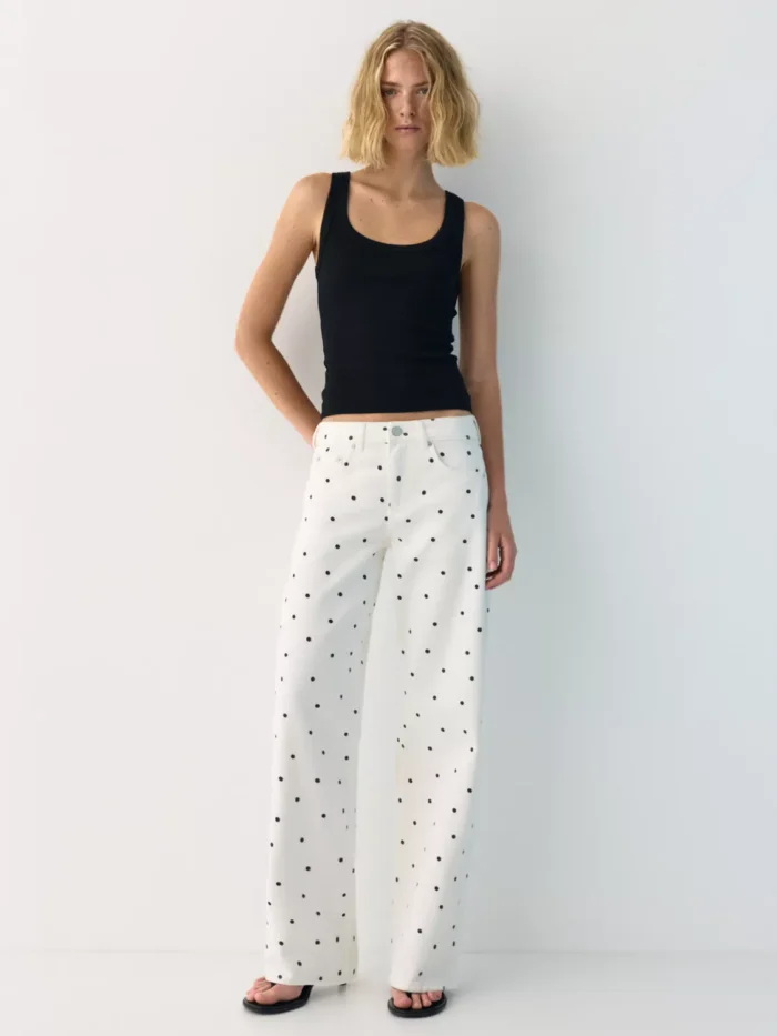 POANTİYE DESENLİ DÜZ PAÇA JEAN