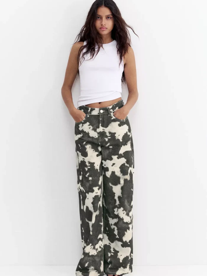 İNEK DESENLİ BAGGY JEAN