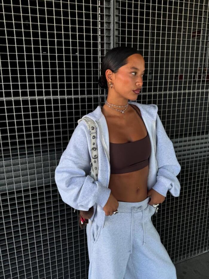 GRİ RENK KAPÜŞONLU OVERSİZE FERMUARLI SWEATSHIRT