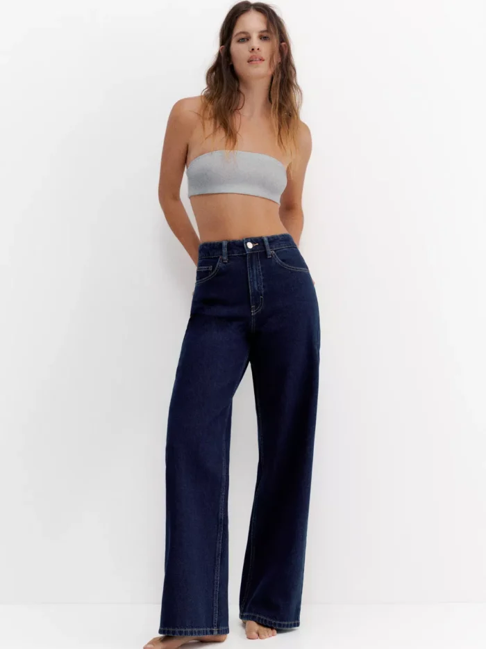 LACİVERT WİDE LEG YÜKSEK BEL JEAN