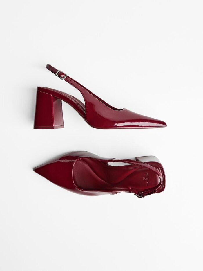 ARKASI AÇIK KALIN TOPUKLU AYAKKABI