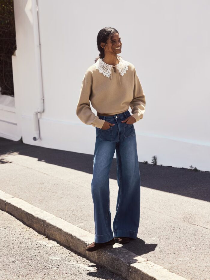 KOYU MAVİ WIDE HIGH WAIST JEANS