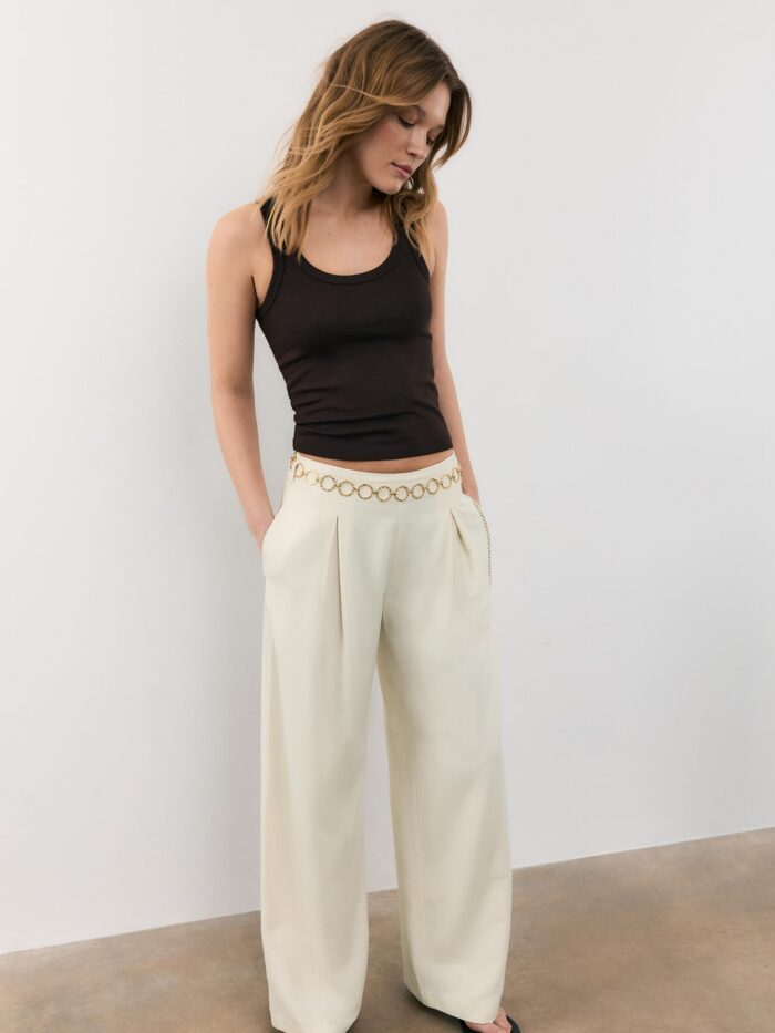 ZİNCİR DETAYLI SATEN PANTOLON
